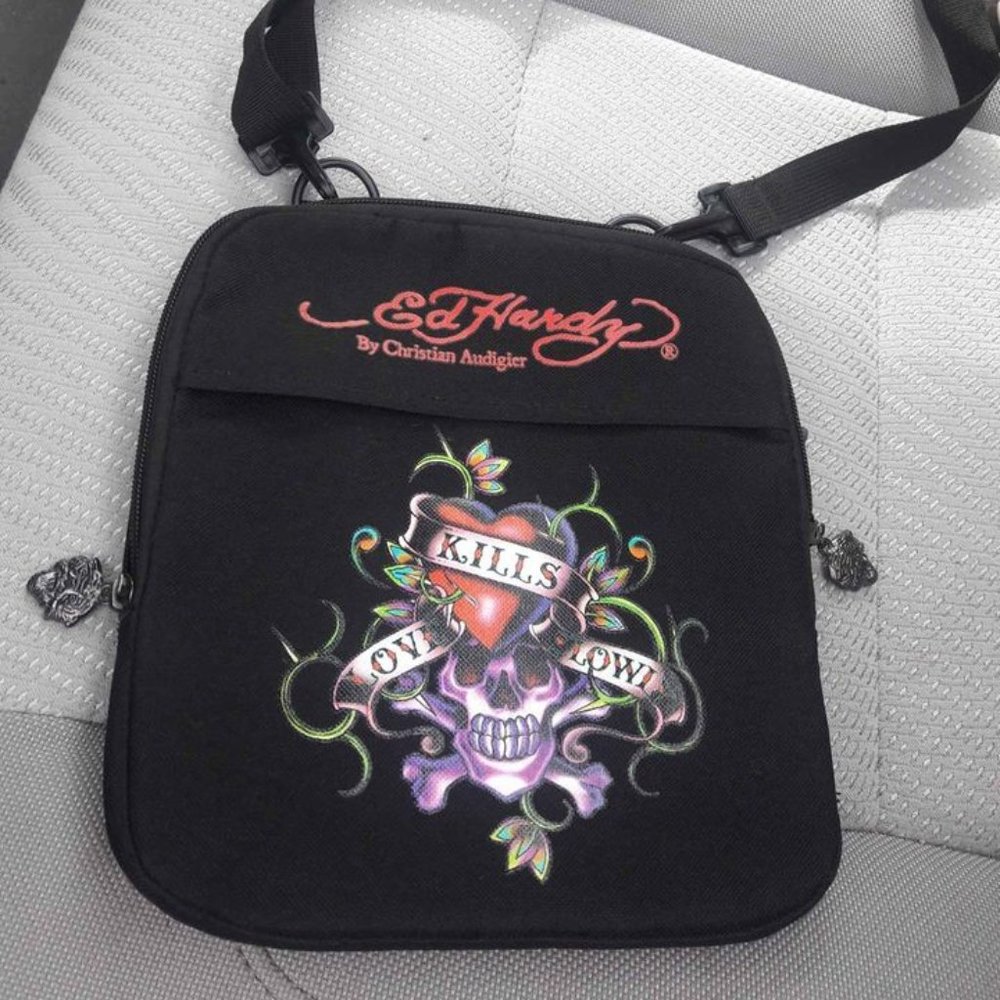 Ed Hardy " Kills Love Slowly" cross body bag